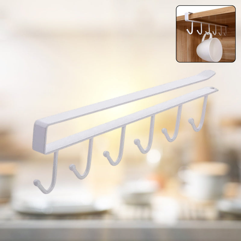Metal Under-Shelf Storage Rack – 6-Hook Organizer