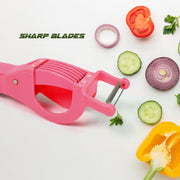 Side profile of the 2-in-1 vegetable cutter and peeler.