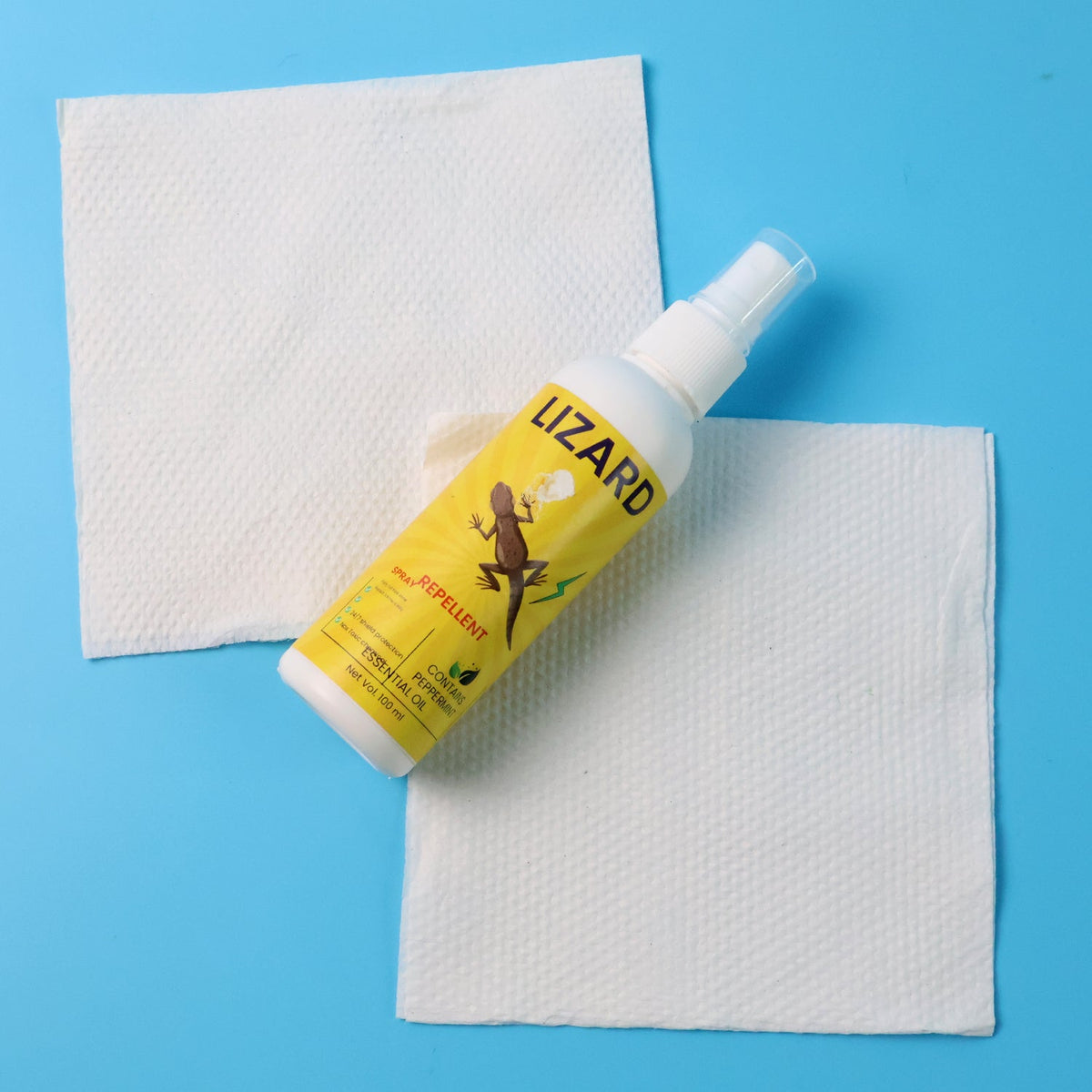Packaging of 100ML lizard repellent spray.
