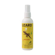 Household lizard repellent spray shown near an indoor wall area.