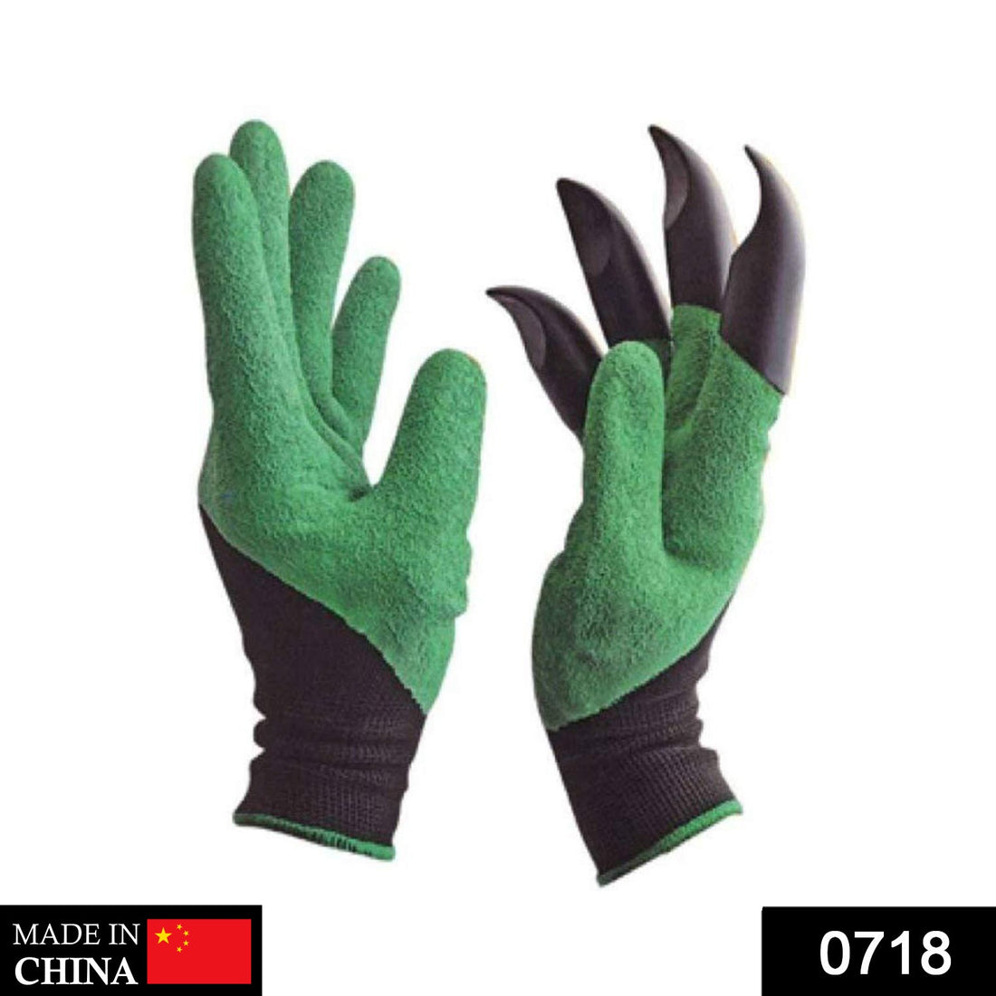 Colourful gardening gloves with claws on display, ready for use.