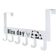 White over door hook hanger rack with 6 heavy-duty carbon steel hooks