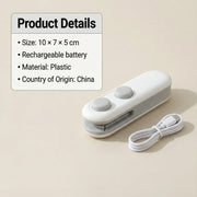 Packaging of the 2-in-1 mini bag sealer and cutter.