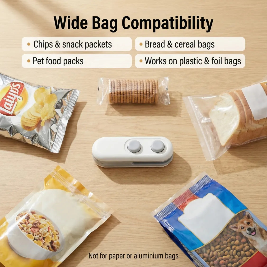 Alternate angle of the portable mini bag sealer.