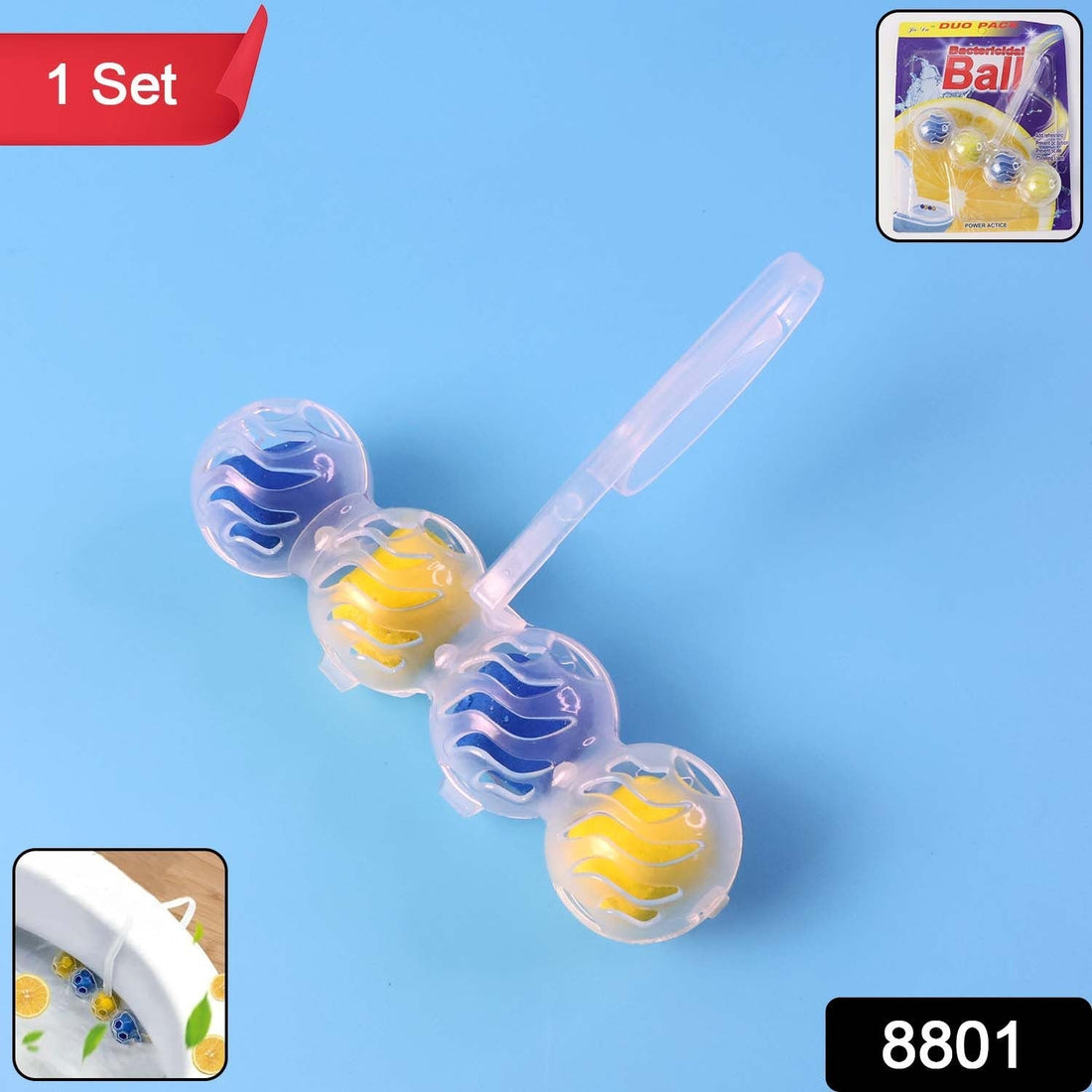 Set of toilet cleaning balls for automatic toilet bowl cleaner