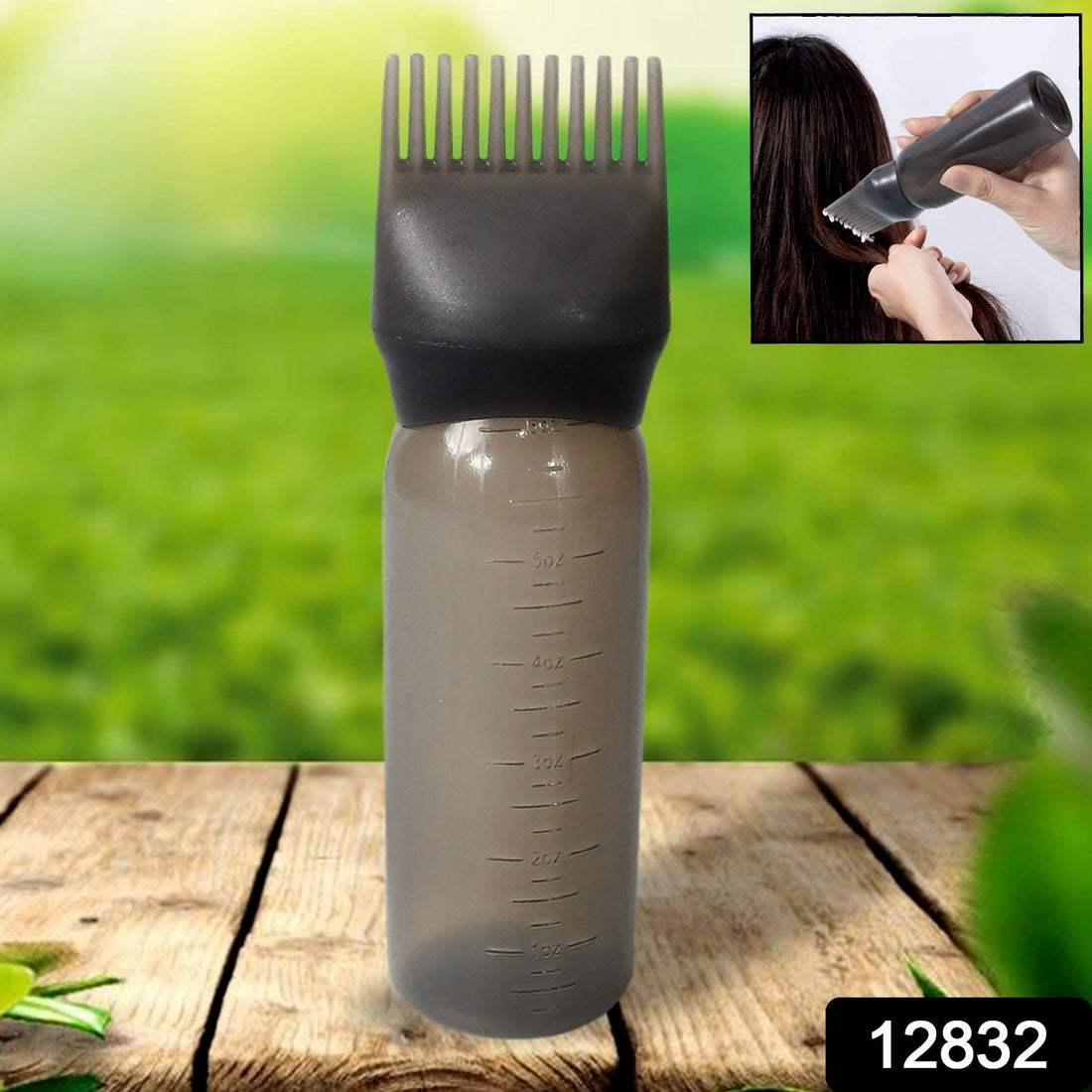 Professional hair colour applicator bottle with a graduated scale for precise mixing.