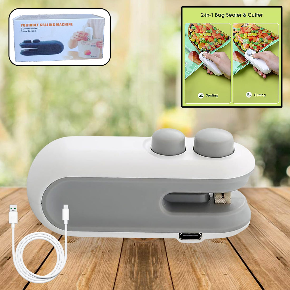 ChefAura mini bag sealer with 2 in 1 heat seal and cutter function